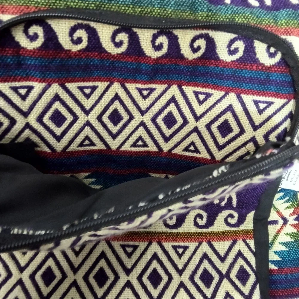 Natural Grocers Woven Wool Llama Backpack Southwestern Geometric Boho Bag